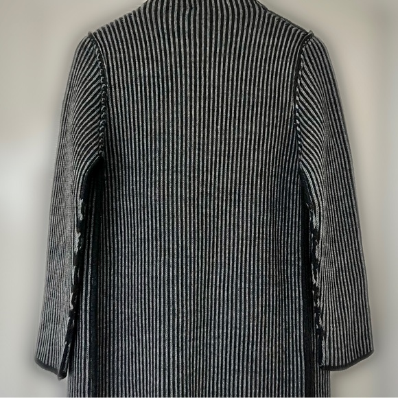 REVERSIBLE COCOGIO ITALY Striped LONG SWEATER COAT CARDIGAN - Picture 4 of 5